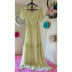 Dolly Jolly Yellow Floral Maxi Dress Size M Cottagecore Summer Dress